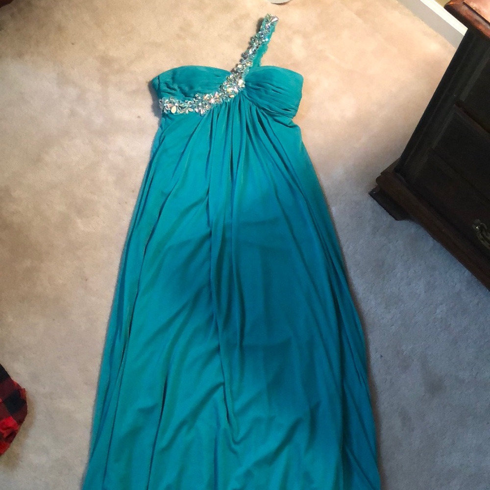 Teal prom dress